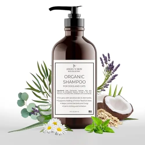 ANGEL'S SKIN organic oatmeal dog and cat shampoo for flea and tick relief