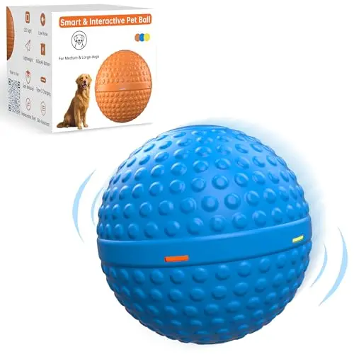 SNOYWEN blue smart interactive dog ball with LED lights