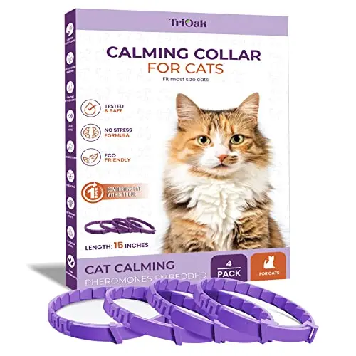TriOak purple PVC calming collar for cats with breakaway closure