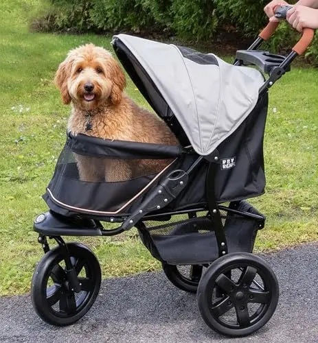 Pet Gear No-Zip AT3 pet stroller in sea salt color with E.V.A. tires.