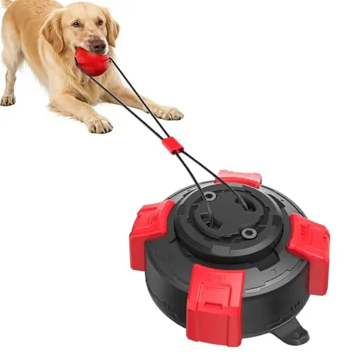 TENGDEE red suction cup dog chew toy with rope for tugging