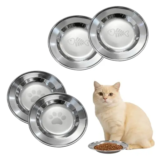 DYXHFFF four stackable stainless steel shallow cat bowls