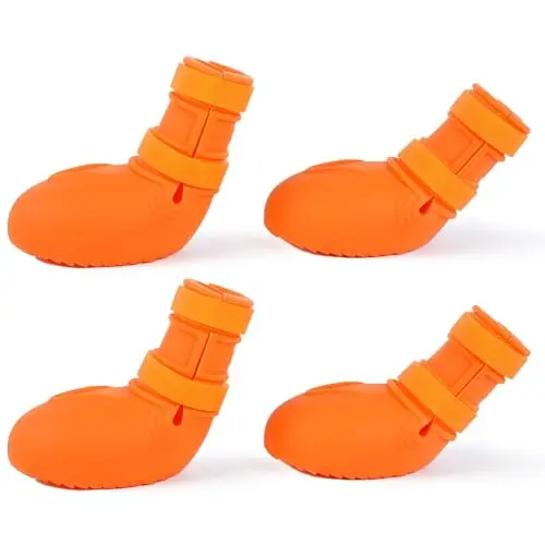 IKIPUKO orange dog boots with dual straps