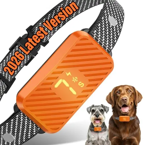 KJKZO Dog Bark Collar in neon orange with dual-sensor technology
