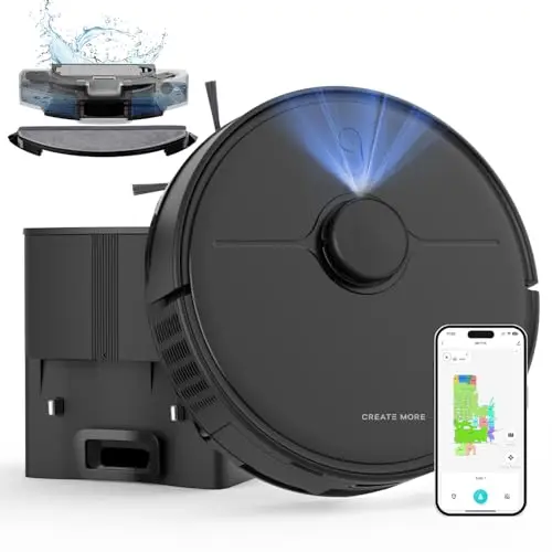 eitton A6Pro-2 robot vacuum mop with self-emptying station in black