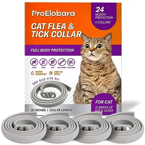 ProElobara 4-pack waterproof flea and tick collar for cats