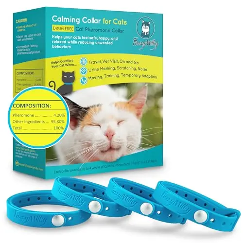 FuzzyMilky blue calming collar for cats infused with pheromones