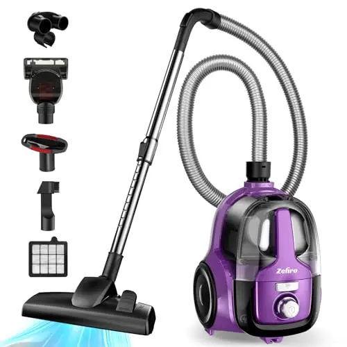 Zefiro canister vacuum cleaner in aubergine color