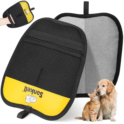 Sankell yellow electrostatic pet hair removal glove with five-finger design