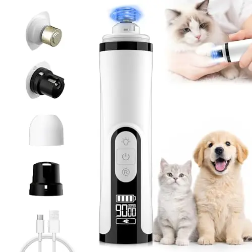 MIRAIWATIMO white silent dog nail grinder with digital display