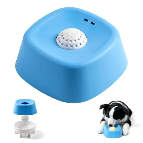 LeczRcie blue plastic slow feeder licking bowl with ball design for liquids
