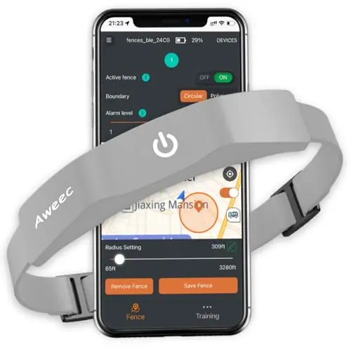 Aweec GPS electric dog fence collar in gray with silicone strap