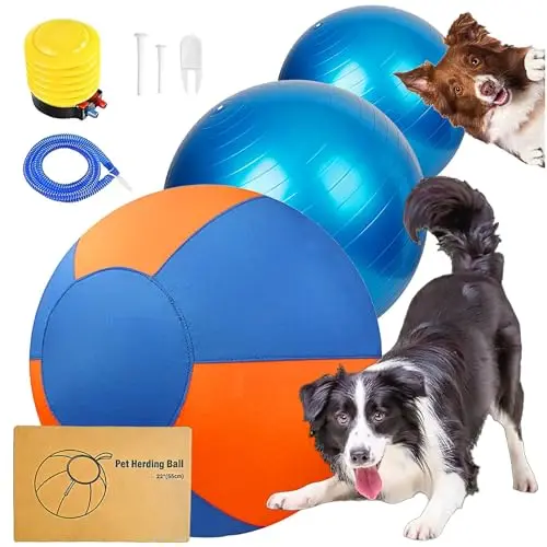 VORLHQ orange and blue 18-inch herding ball for dogs with tear-resistant cover