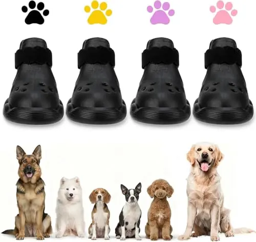 QXAPA black dog boots with breathable design and adjustable straps