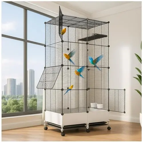 Generic 69-inch large forged steel birdcage for canaries with wheels